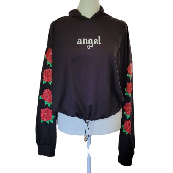 Streetwear Society Angel Shirt Black with Roses Large - Picture 1 of 6